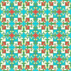 Blue Red and Green Islamic Circle Tile Small
