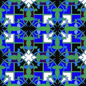 Blue and White Islamic Circle Tile   