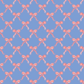 Watercolor Bow trellis in pink and blue coquette style