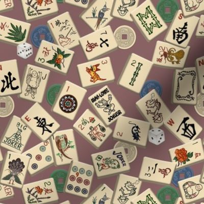 Scattered Mahjong Tiles on Plum