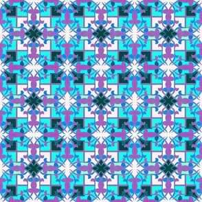 Aqua, White and Pink Islamic Circle Tile Small  