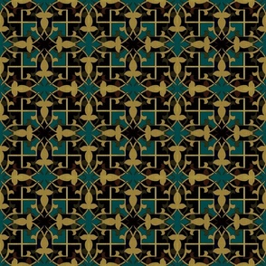 Gold and Teal Islamic Circle Tile Small  
