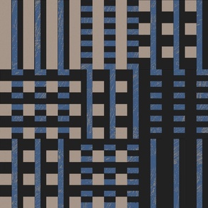 Techno design in black tan and blue