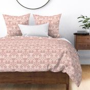 245 - large scale hand drawn floral painterly clamshell scallop, four duvet covers, curtains, wallpaper, bedsheets and table linen in soft neutral nude blush pink