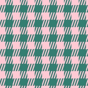 [L] Retro Preppy Sportswear Checkered - Pink Green P240382