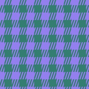 [L] Retro Preppy Sportswear Checkered - Green Purple P2403815