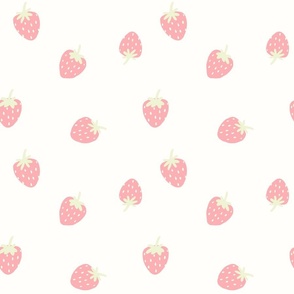 [L] Summer Cute Strawberries - Pink and White P240392