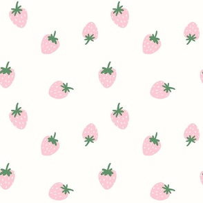 [L] Summer Cute Strawberries - Pink and White P240394