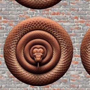 Coiled Snake  On Textured Wall 