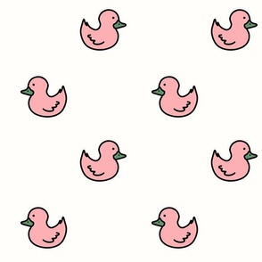[L] Silly Retro Rubber Ducks - White Pink P240404