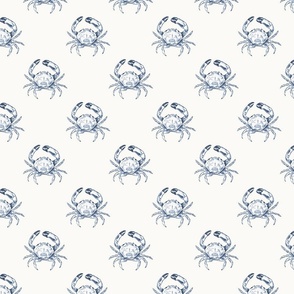 Small Coastal Watercolor Monochrome Blue Grey Crustacean Crabs with Warm White (#fbfaf6) Background