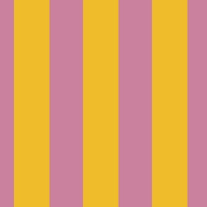 Small - grape purple and yellow simple  circus stripe. Large two tone stripe wallpaper