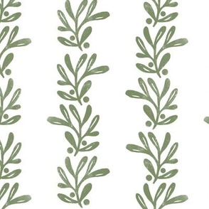 (small) rustic texture blockprint mistletoe sage green white