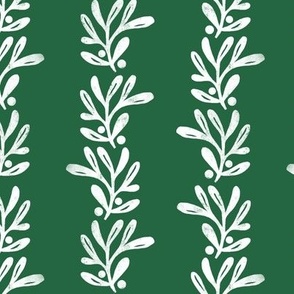 (small) rustic texture blockprint mistletoe emerald green white