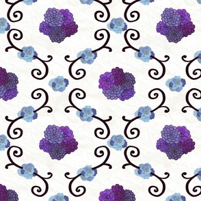 Hydrangeas Floral Iron Trellis – Purple Blue White, Large