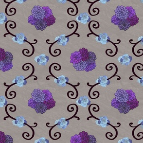 Hydrangeas Floral Iron Trellis – Purple Blue Gray, Large