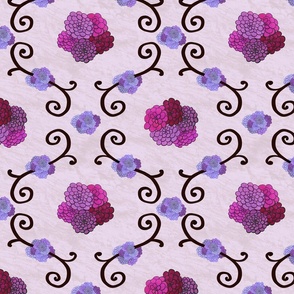 Hydrangeas Floral Iron Trellis – Pink Purple Magenta, Large