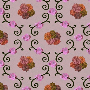 Hydrangeas Floral Iron Trellis – Pink Orange Beige, Large