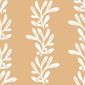 rustic texture blockprint mistletoe gold and white 