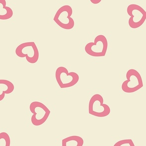 XL-Dark Pink Cutout Hearts on cream
