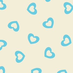 XL-Sky Blue Cutout Hearts on cream