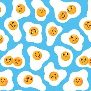 Fried eggs on blue
