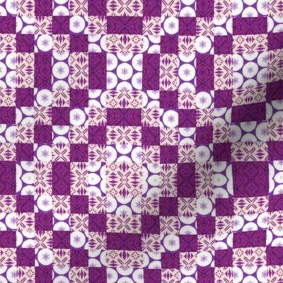 boho mosaic rhombs berry pink natural