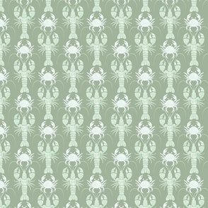  Textured lobsters and crabs on dusty sage green | small