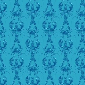 Textured lobsters and crabs on cerulean blue | medium
