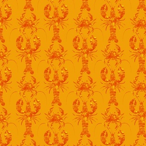 bright red lobsters and crabs on marigold | medium
