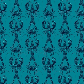 Textured lobsters and crabs on deep teal | medium