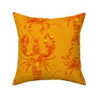 bright red lobsters and crabs on marigold | large