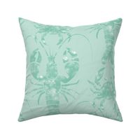 Textured lobsters and crabs on light green | large