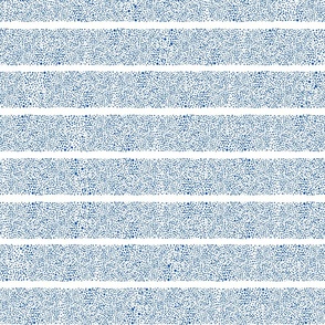 (LARGE) Electric Blue  Horizontal Stripes of Dots Pointillism Style on White Background