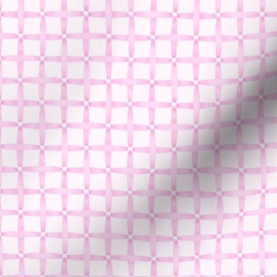 Lattice weave grosgrain ribbon with pearl accents - pink on pink (mini)