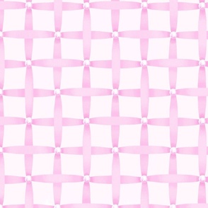 Lattice weave grosgrain ribbon with pearl accents - pink on pink (medium)