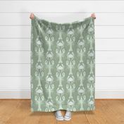 Textured lobsters and crabs on sage green | large