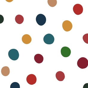 Multi Color Dots, Darks on White - Large