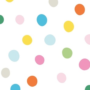 Multi Color Dots, Lights on White - Large