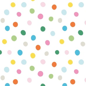Multi Color Dots, Lights on White - medium 