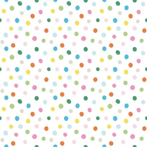 Multi Color Dots, Lights on White - Small  