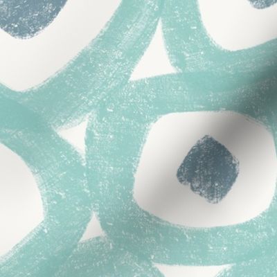 textured circle squiggles - bold - abstract - aqua, indigo blue (large)