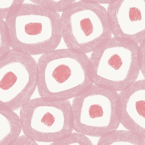 textured circle squiggles - bold - abstract - faded pink, coral (large)