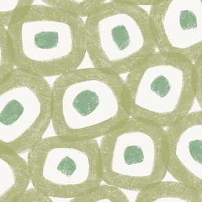 textured circle squiggles - bold - abstract - olive green (large)