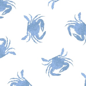 (L) Blue Crab Painted Texture, Tossed, Sky Blue and White