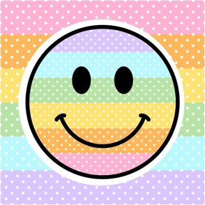 18x18 Pastel Rainbow Happy Face Project Panel for Pillows Cut and Sew Crafts