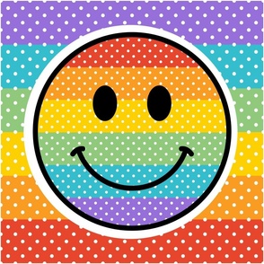 18x18 Rainbow Happy Face Project Panel for Pillows Cut and Sew Crafts