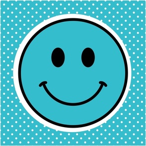 18x18 Happy Face Project Panel for Pillows Cut and Sew Crafts Blue