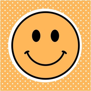18x18 Happy Face Project Panel for Pillows Cut and Sew Crafts Pastel Peachy Orange