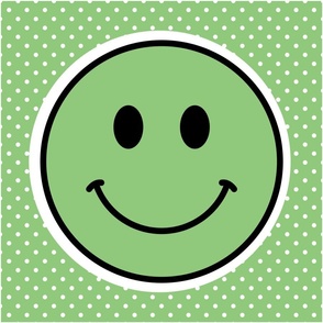 18x18 Happy Face Project Panel for Pillows Cut and Sew Crafts Green